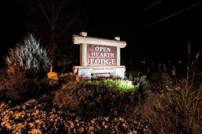 Open Hearth Lodge at Night Outdoor