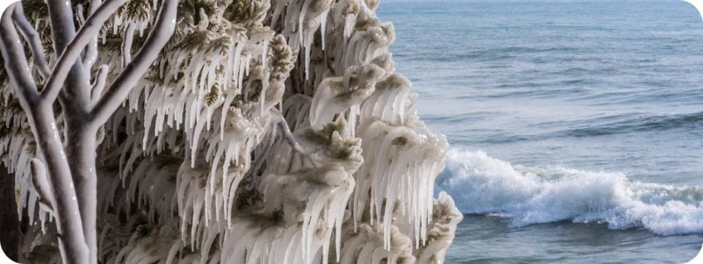 Frozen Door County shoreline