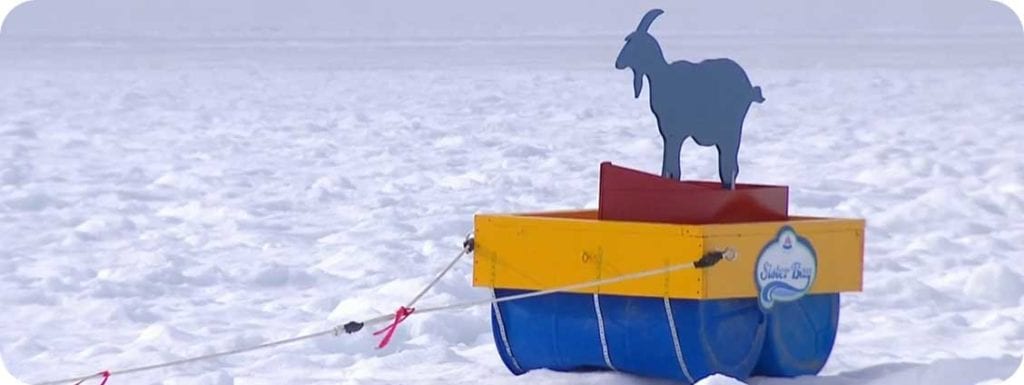 The Goat on a Boat for the Ice Out Contest in Sister Bay