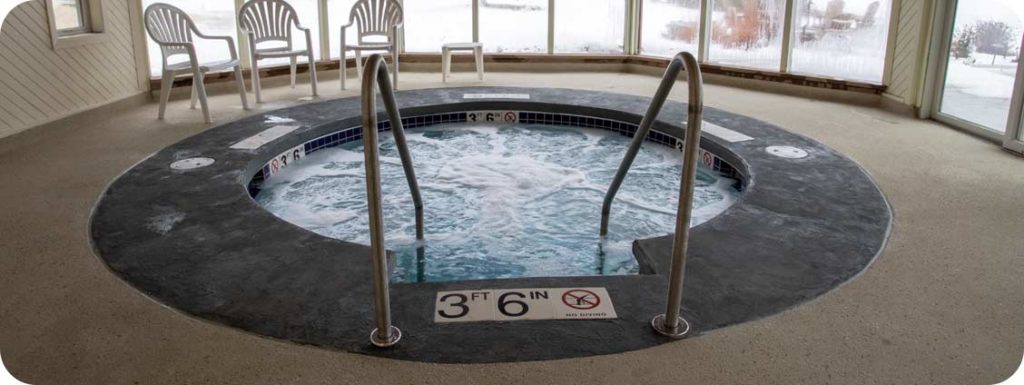 The Whirlpool hot tub at Open Hearth Lodge in Sister Bay, Door County