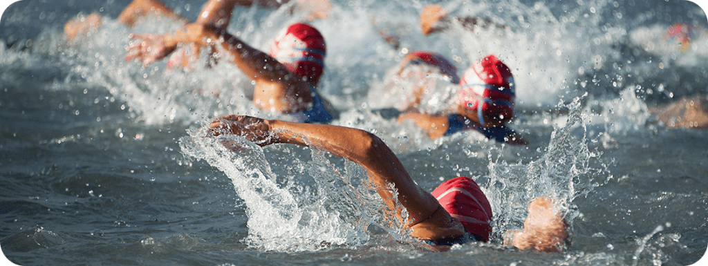 Triathlon swimmers in Door County