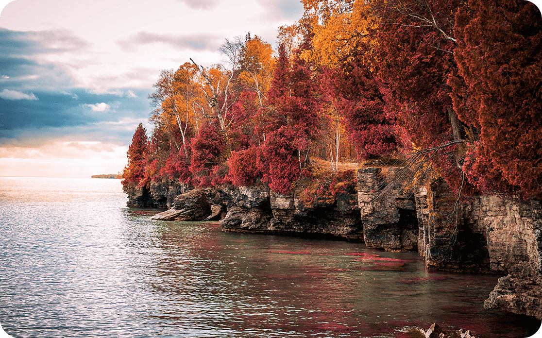 Fall at Cave Point in Door County