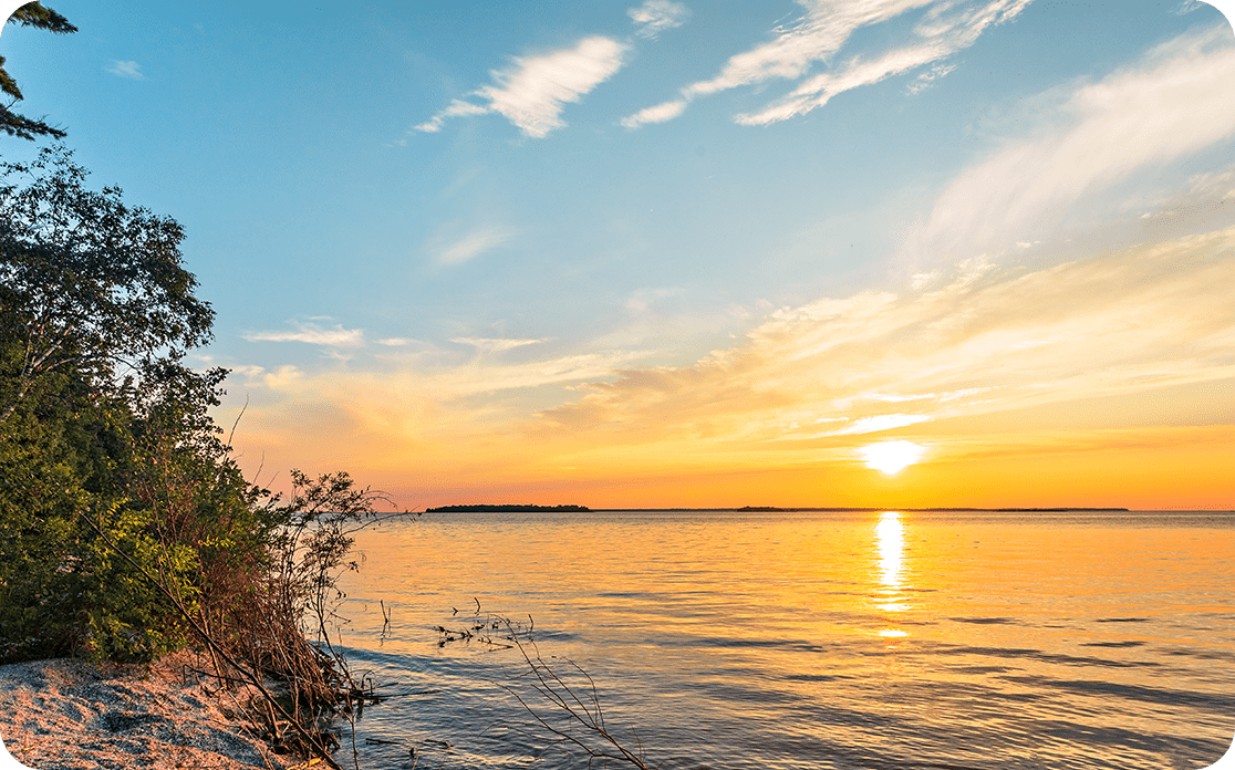 A Door County sunset over Green Bay