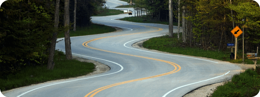 The famous curvy road on the Door County Coastal Byway
