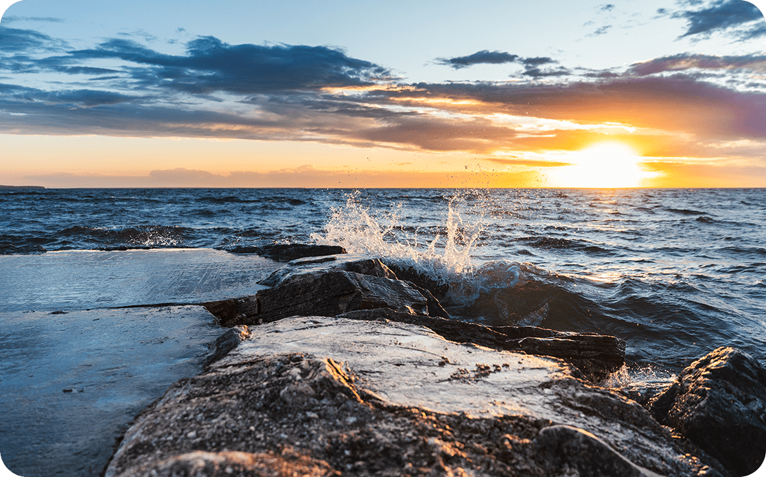 A sunset over Sister Bay in Door County