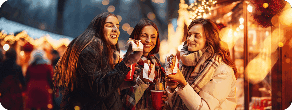 Friends enjoying holiday cheer