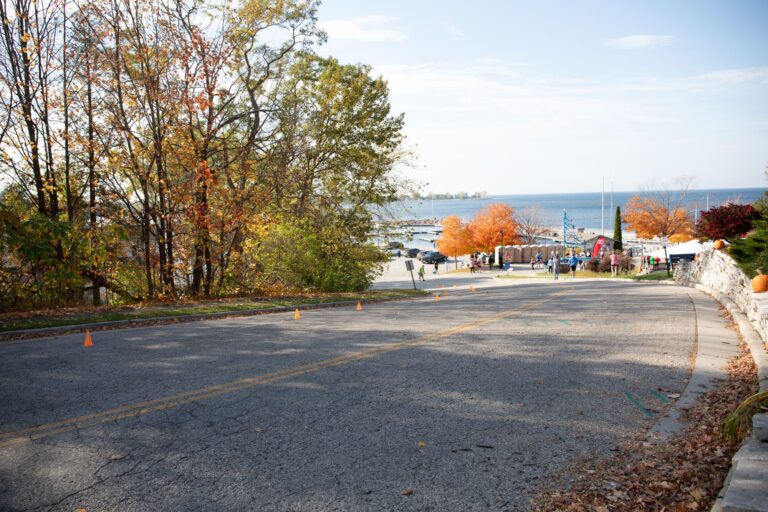 Road descending to the Fall 50 Exchange 6 at the Egg Harbor boat dock