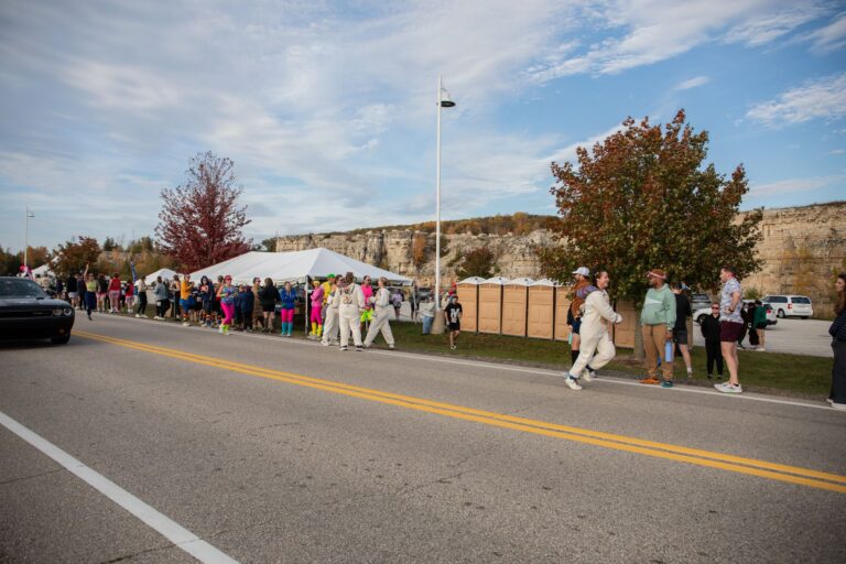 Relay hand-offs at Fall 50 Exchange 9 at George Pinney Park