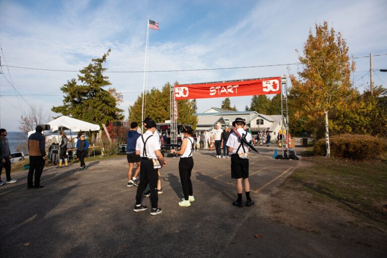 Fall 50 start arch at the Shoreline Restaurant in Gills Rock