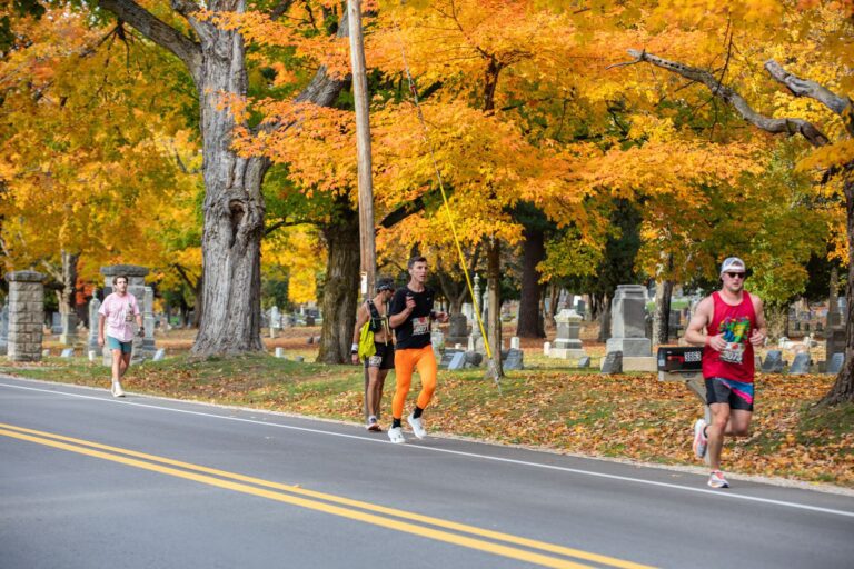 Fall 50 runners on Leg 10 under fall color near Sturgeon Bay