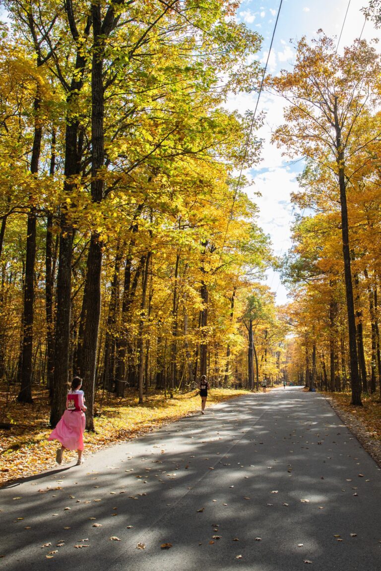 Costumed Fall 50 runner under fall color on Leg 5