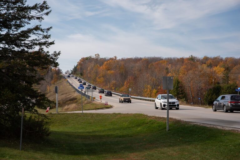 Highway 42 south of Sister Bay along the Fall 50 course