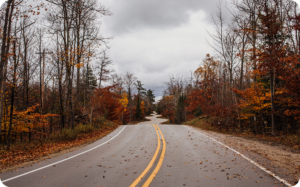 A fall road in Door County