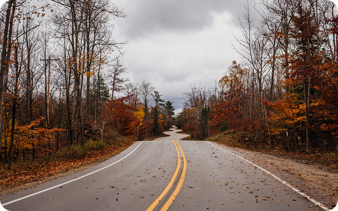 A fall road in Door County